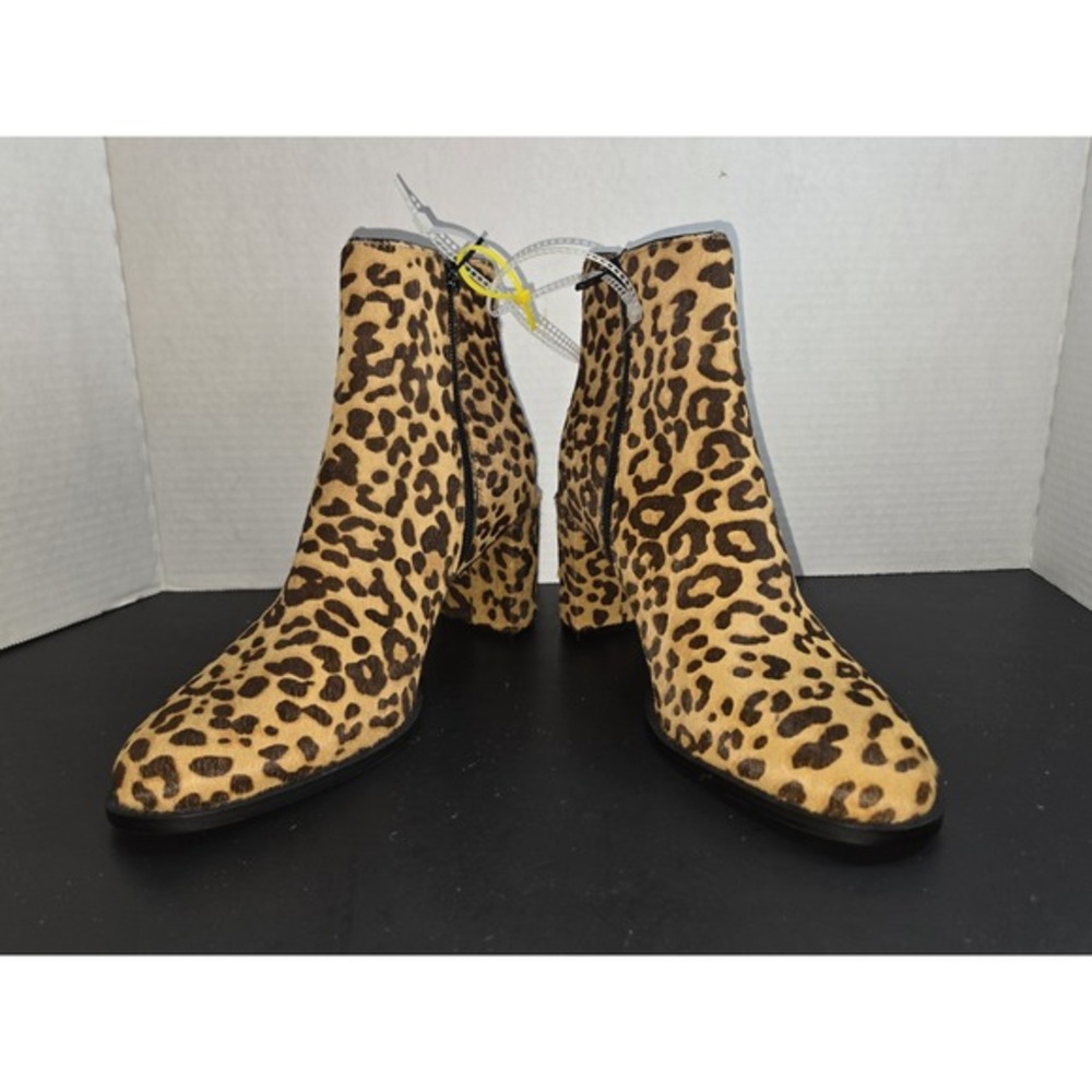 Steve Madden Womens Jozie Leopard Print Calf Hair Ankle Booties Size 8.5‎